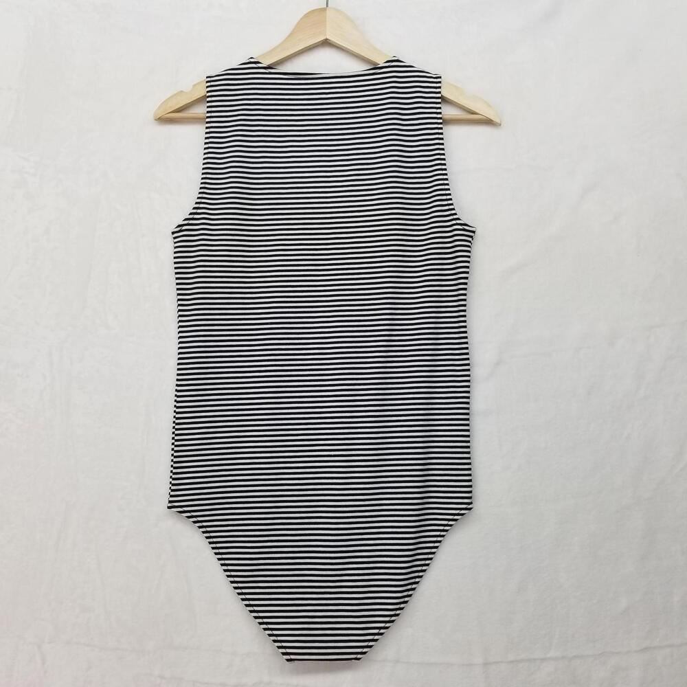 Loft Sleeveless Striped Bodysuit Small Black White Tank Top NWT - Picture 7 of 13
